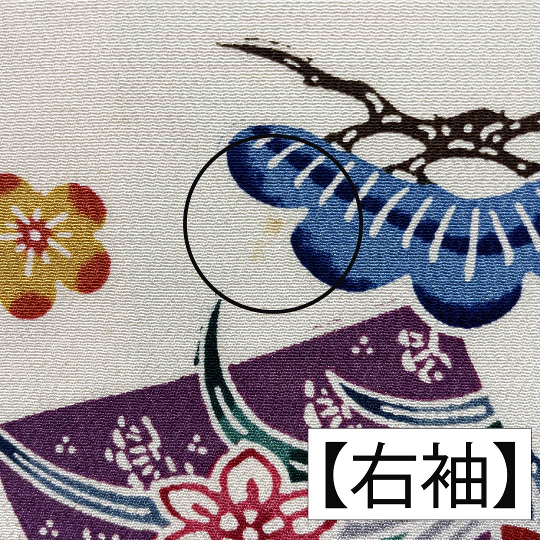 Homongi Silk A Rank Awase 155.5cm Length 62cm Sleeve-to-sleeve Deep Purple Kyo-Bingata Pine, Bamboo, Plum, Butterfly, Fan, Chrysanthemum Purple System 1112006403320