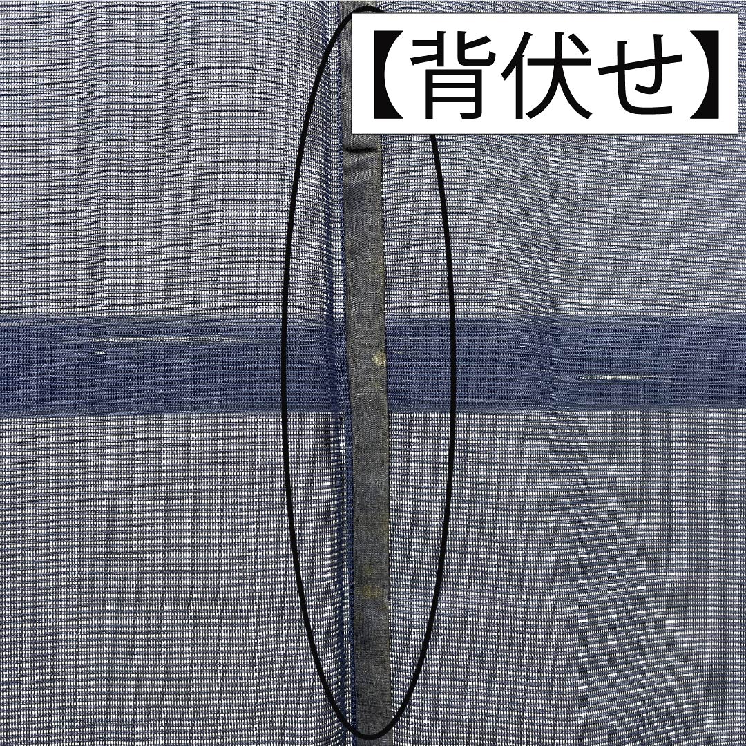 夏物 ポリエステル 色無地 Aランク 身丈164.5cm 裄丈67cm 紺色(こんいろ) 洗える着物 素無地 絽 紺系 1132003863418