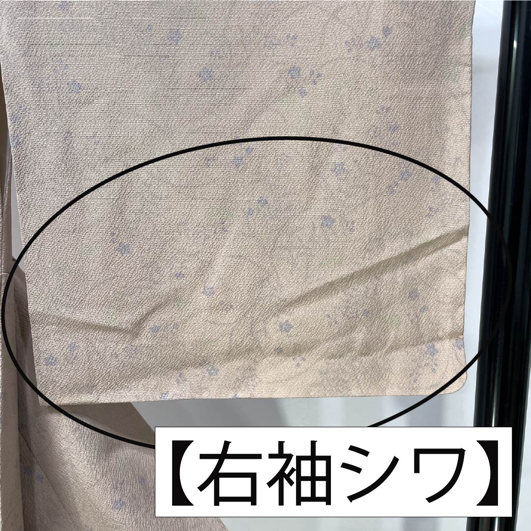 小紋 正絹 Sランク 身丈164cm 裄丈63cm 袷 惚色(ぼけいろ) 草花模様 しつけ糸付き ベージュ系 1115007362425