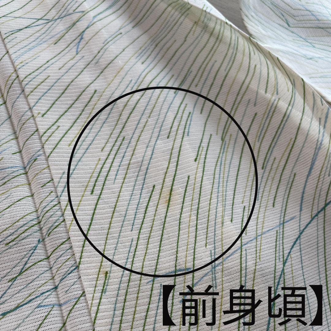 夏物 正絹 小紋 身丈158.5cm 裄丈62.5cm 乳白色(にゅうはくしょく) 抽象模様 絽 Aランク クリーム系 1132000753315