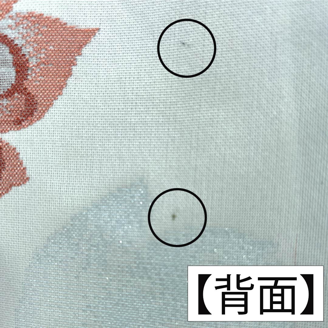 夏物 ポリエステル お召 Aランク 身丈159.5cm 裄丈64.5cm 青白磁色(せいはくじいろ) すくい織 薔薇 洗える着物 紗 水色系 1132004963324