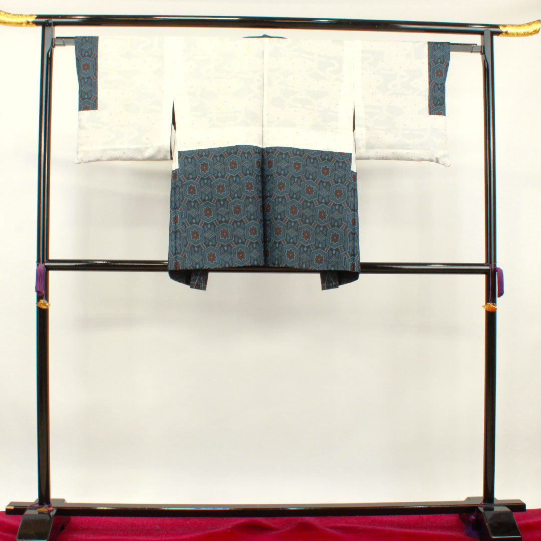 Murayama Oshima Tsumugi Length 159.5cm Sleeve length 62.5cm Ensemble Geometric pattern Pure silk A rank A-line Navy 1116002843318