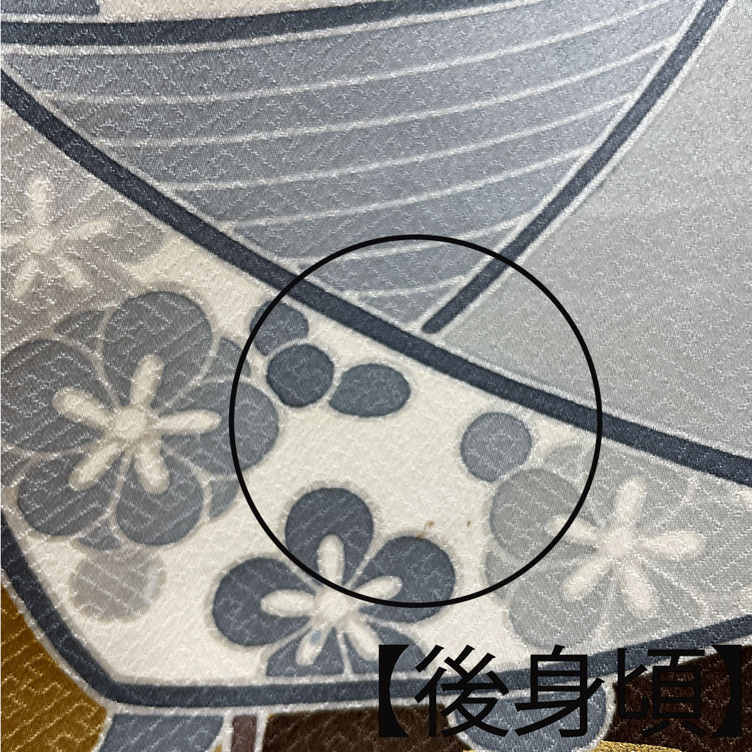 振袖 身丈157.5cm 裄丈65cm 袷 焦げ茶色 京友禅 鳳凰 糸巻き 波 正絹 Aランク 茶系 1113001543314