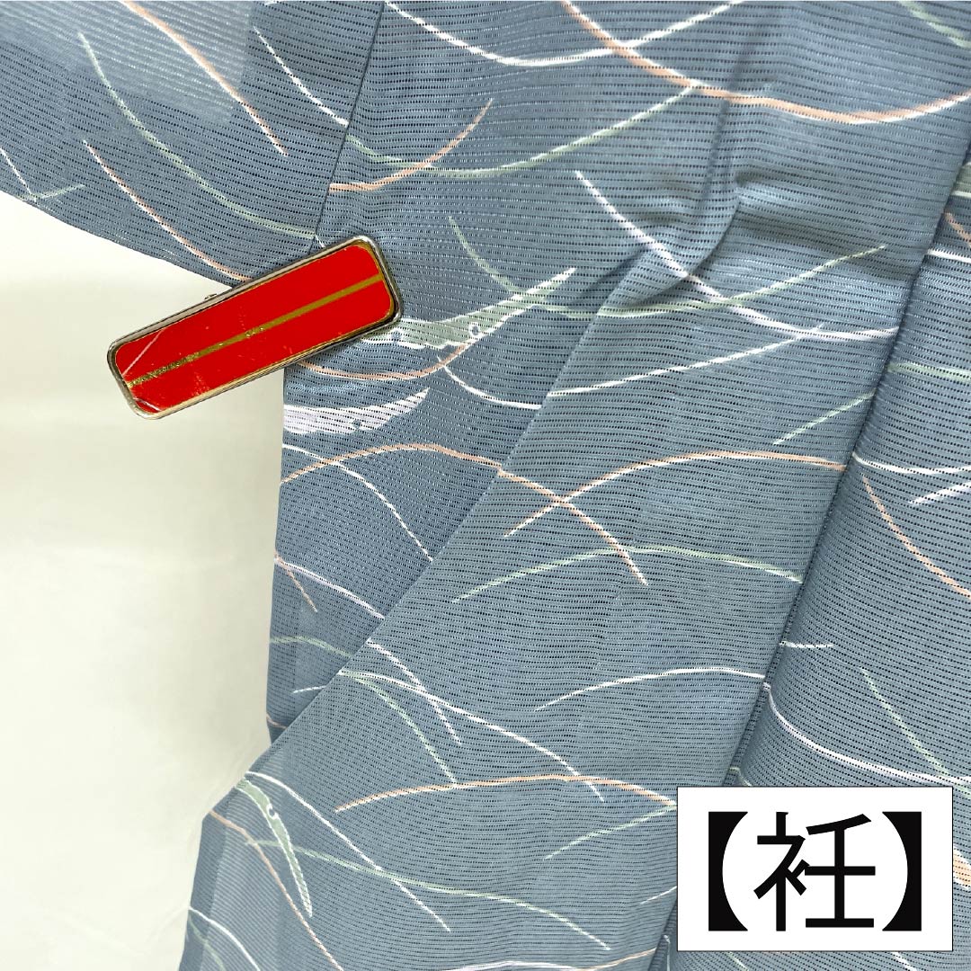 Summer kimono, polyester, small pattern, length 166cm, sleeve length 66cm, Oborohana (Oborohana) color, dew grass, washable, silk pongee, S rank, light blue, product number 1132002492524