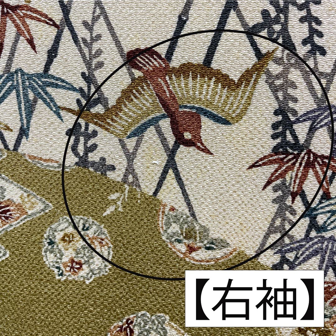 訪問着 正絹 Aランク 袷 身丈164cm 裄丈68cm 胡桃色(くるみいろ) 京紅型 吉祥文様 割付文様 古典柄 しつけ糸付き ベージュ系 1112006713425