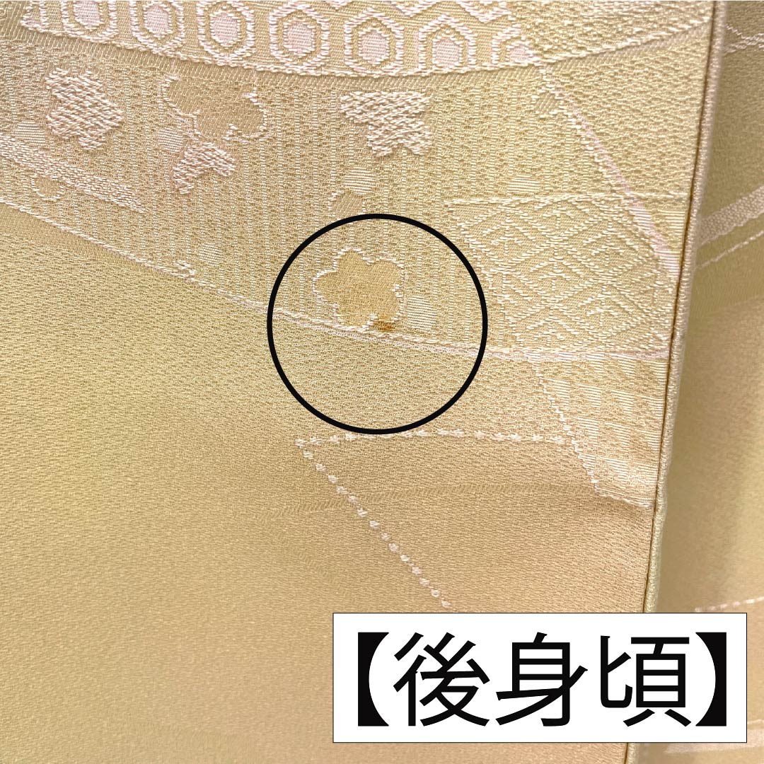 色無地 正絹 Aランク 身丈160cm 裄丈64.5cm 薄柑子色(うすこうじいろ) 密陀僧色(みつだそういろ) ぼかし染め 扇面 袷 橙系 1114002663426
