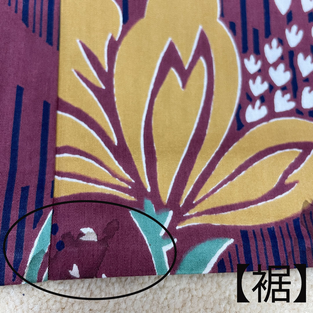 浴衣 木綿 身丈163cm 裄丈66cm Bランク 単衣 赤系 葡萄酒色(ぶどうしゅいろ) 抽象花 1118004774412