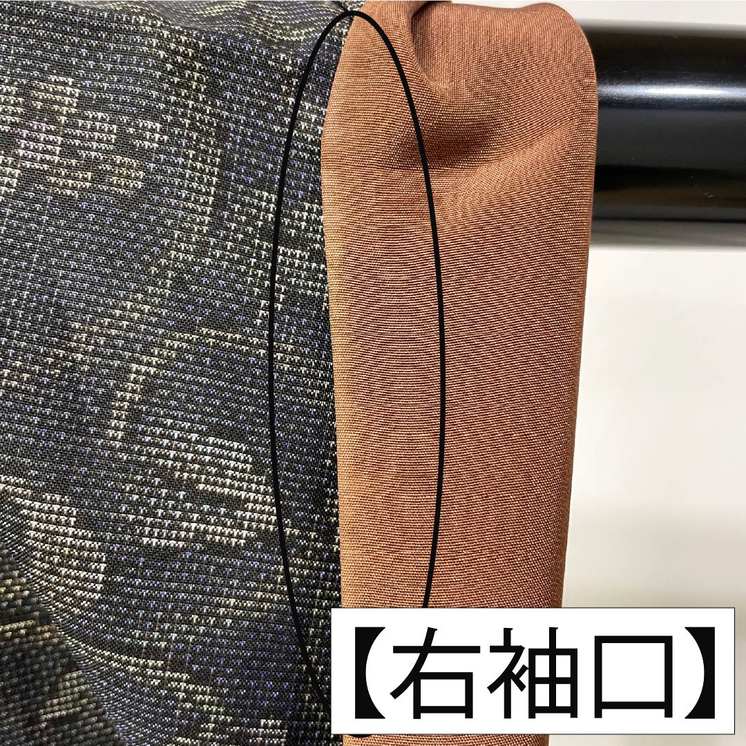 紬 正絹 Aランク 身丈156cm 裄丈63.5cm 本場大島紬 泥染 9マルキ 蒲萄唐草 袷 グラデーション系 1116004653399