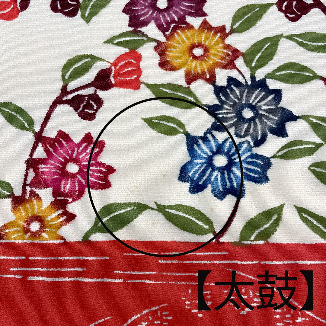 名古屋帯 型染 群鶴に枝花模様 単衣 帯丈311cm 正絹 Bランク 全通 カジュアル クリーム系 1124001404315 名古屋仕立て