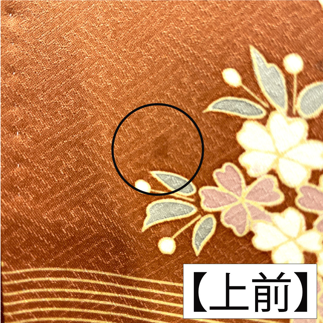 Colored Tomesode, pure silk, length 157cm, sleeve length 63cm, lined, coral color, Kyoto Yuzen, cherry blossom, pine, bamboo, plum, one crest, star and plum blossom, layered collar, A rank, orange, 1111001513326