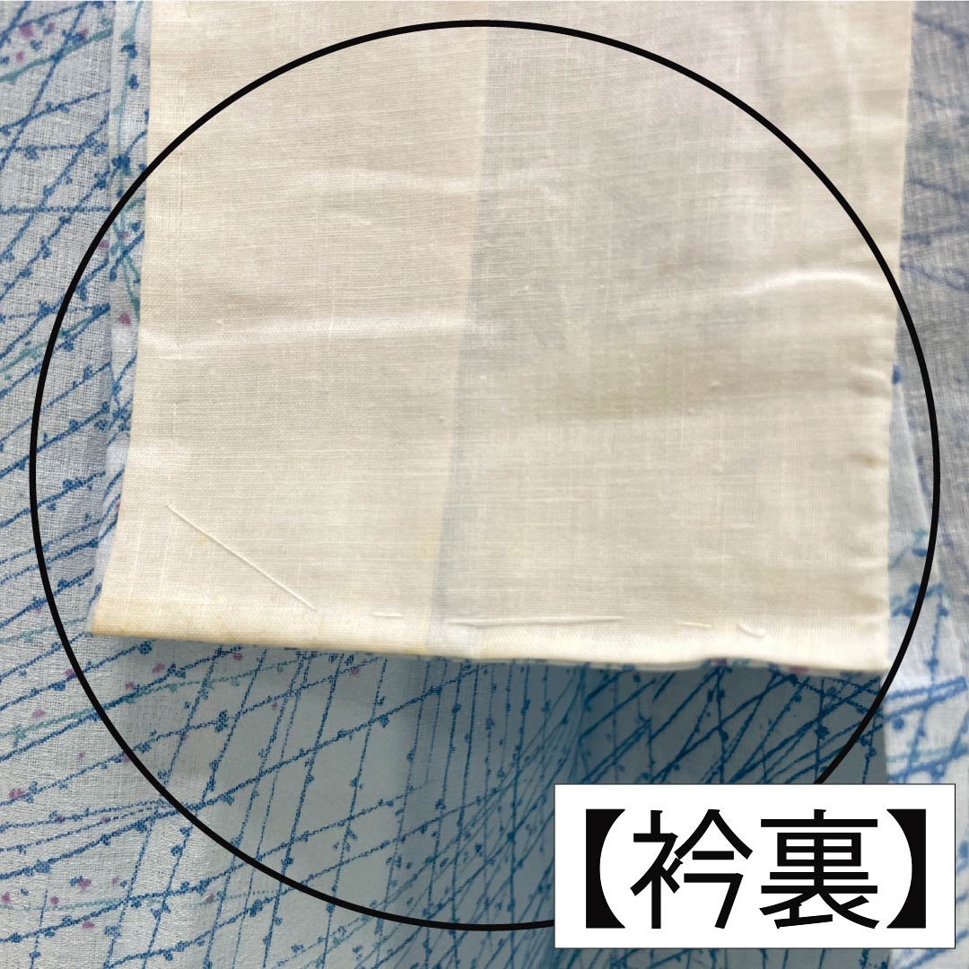 夏物 木綿 小紋 Bランク 身丈156cm 裄丈62cm 蟹鳥染色(かにとりぞめいろ) 抽象模様 紗 水色系 1132004404324
