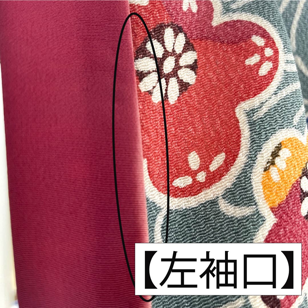 小紋 正絹 身丈169.5cm 裄丈68.5cm 袷 山藍摺色(やまあいずりいろ) 京紅型 ちりめん地 流水 草花模様 Aランク 青系 1115006163517