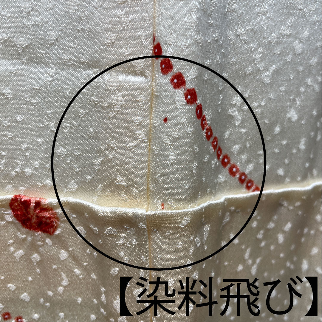 小紋 身丈162cm 裄丈60.5cm 袷 練色 絞り 抽象模様 正絹 Aランク クリーム系 1115003063415