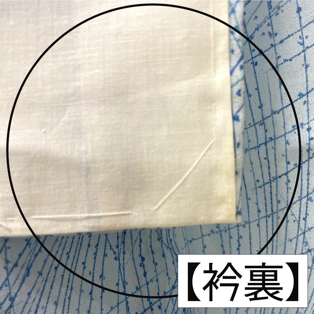 夏物 木綿 小紋 Bランク 身丈156cm 裄丈62cm 蟹鳥染色(かにとりぞめいろ) 抽象模様 紗 水色系 1132004404324