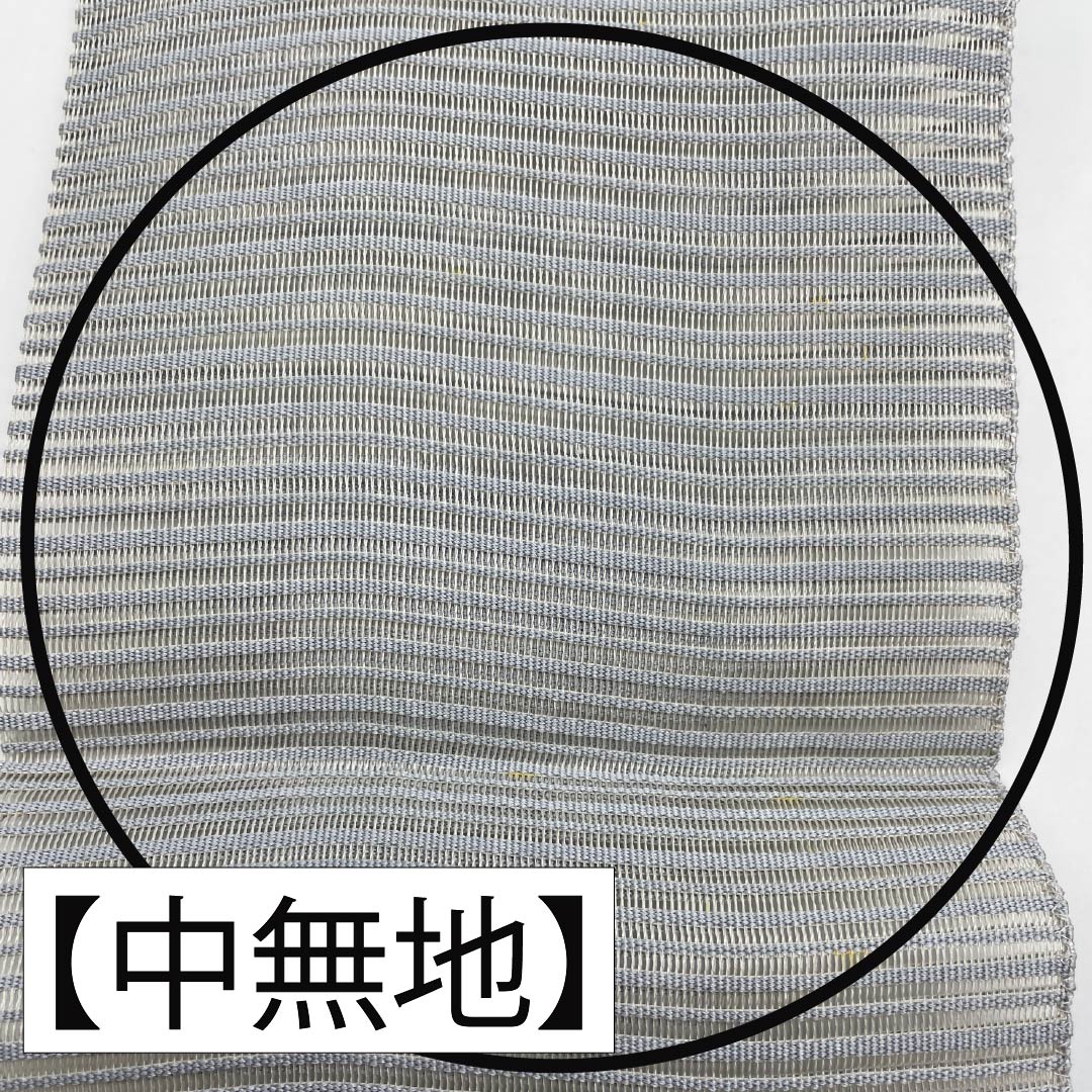 Nagoya obi, pure silk, sky gray, summer obi, vegetable pattern, obi length 373cm, B rank, point pattern, casual, blue, 1124007964317, pine needle style