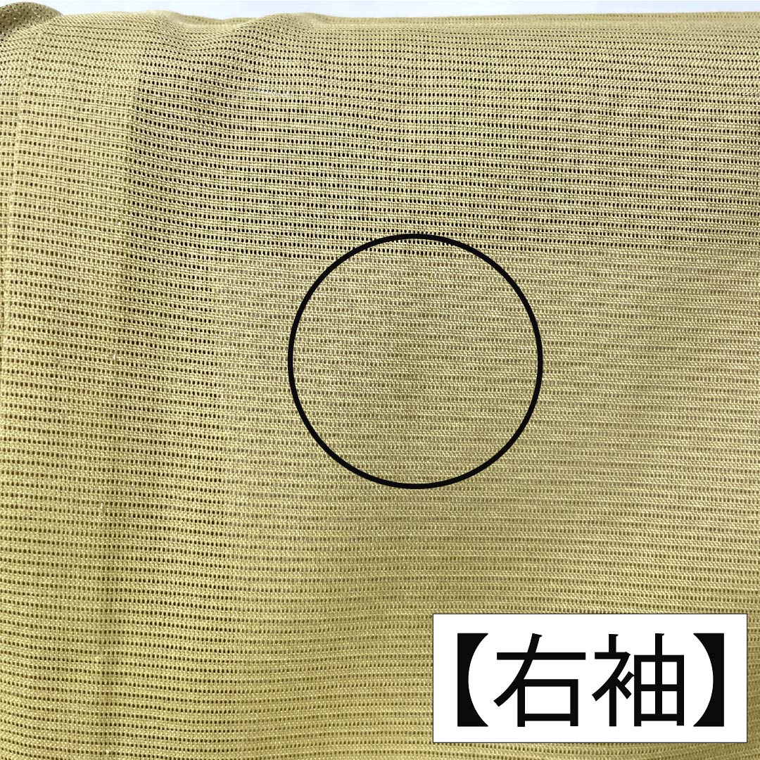 夏物 ポリエステル 色無地 Aランク 身丈162.5cm 裄丈67cm 白橡色(しろつるばみいろ) 洗える着物 素無地 絽 黄系 1132004143423