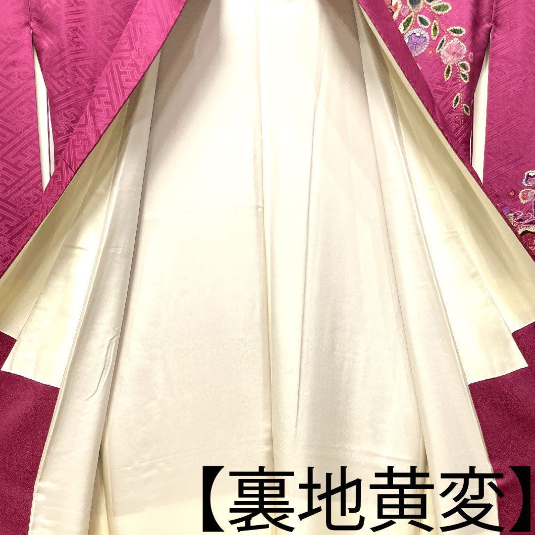 振袖 正絹 身丈163cm 裄丈63.5cm 袷 紅鶸色 辻ヶ花 Aランク 紫系 1113001883420