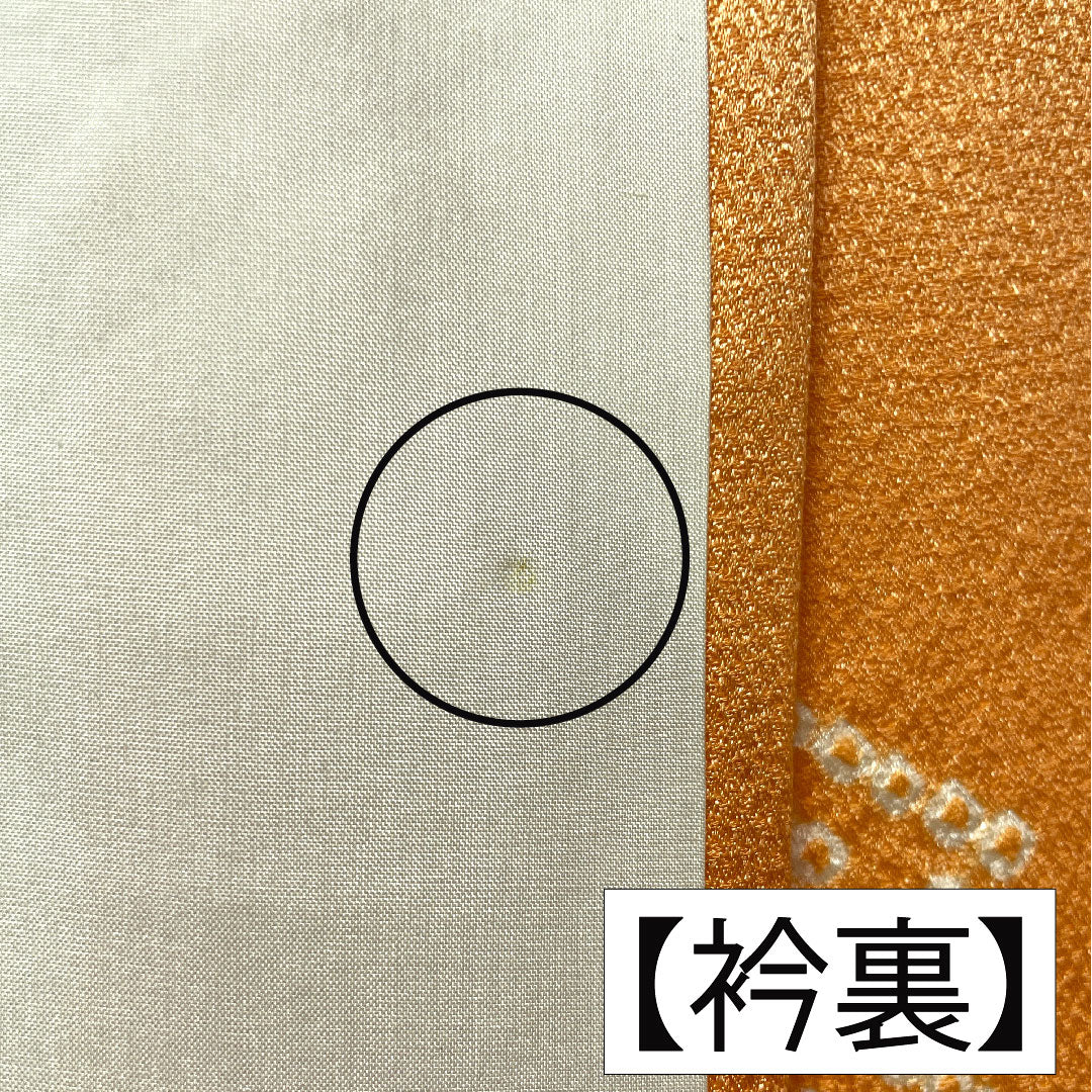 Homongi, pure silk, lined, length 154cm, sleeve length 64cm, vermilion, partially tie-dyed, partially embroidered, chrysanthemum, A rank, orange, 1112005403226