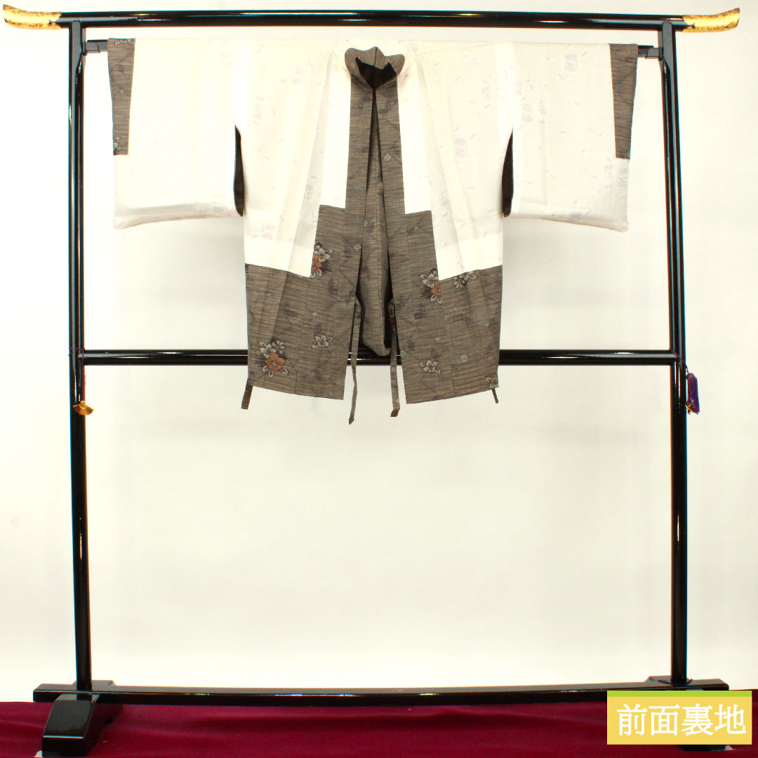 Murayama Oshima, pure silk, length 159.5cm, sleeve length 65cm, ensemble, S rank, lined, gray, 1116003272322