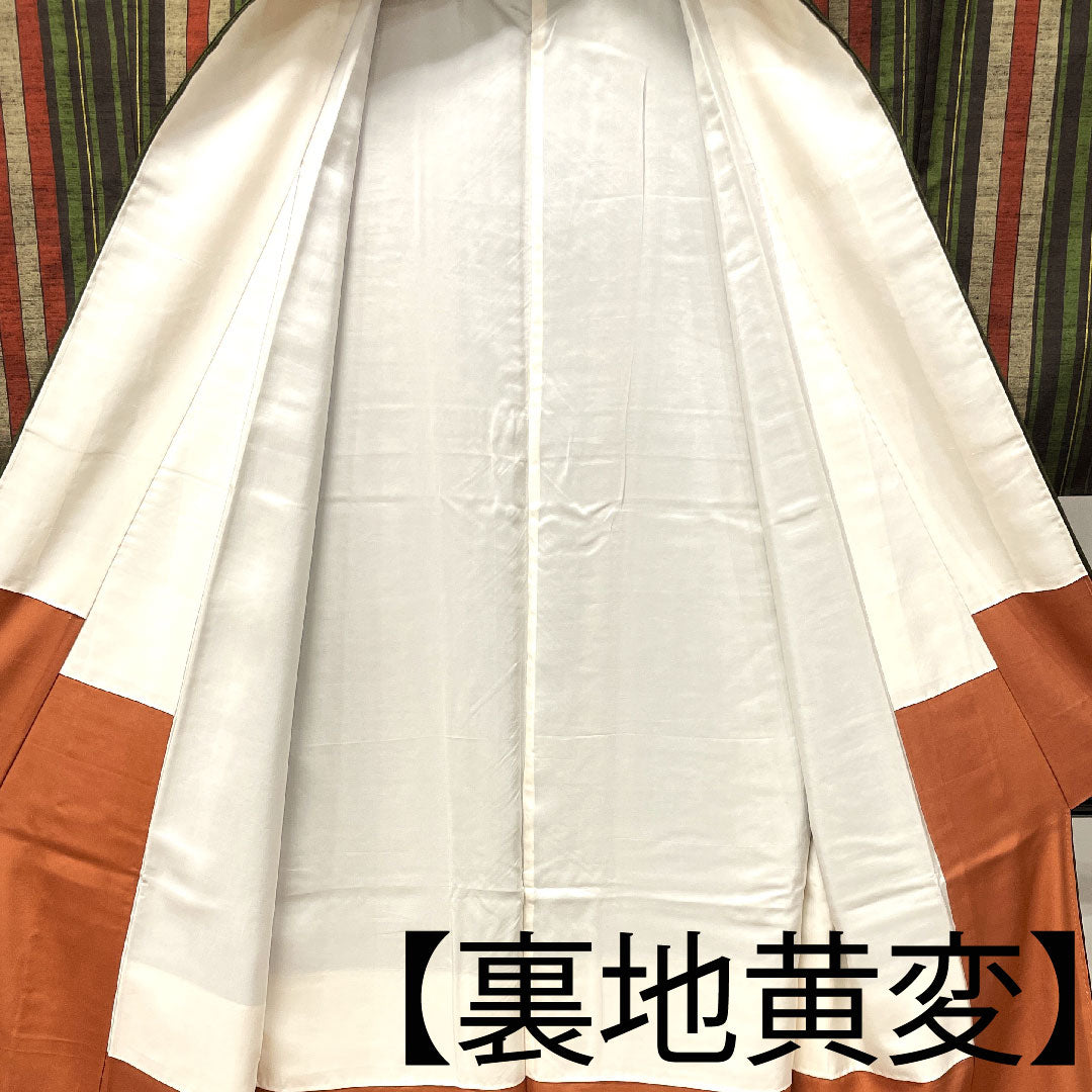 紬 身丈160cm 裄丈66cm 縞 正絹 Aランク 袷 グラデーション系 1116002463499