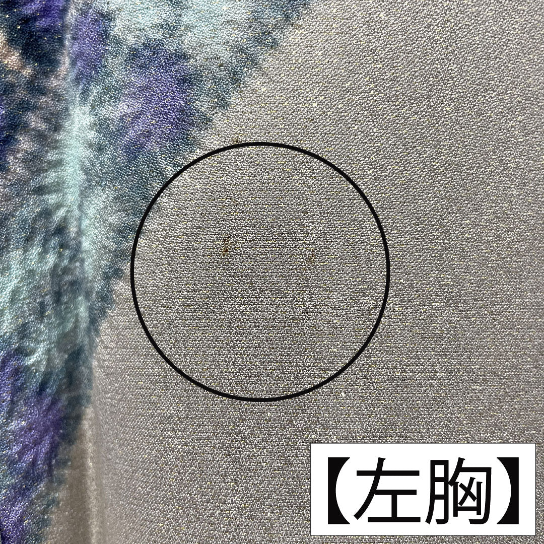 Homongi (formal kimono) made of pure silk, lined, length 159.5cm, sleeve length 64.5cm, purple-gray, Tsujigahana pattern, gold thread, A-rank, gray, 1112005063322
