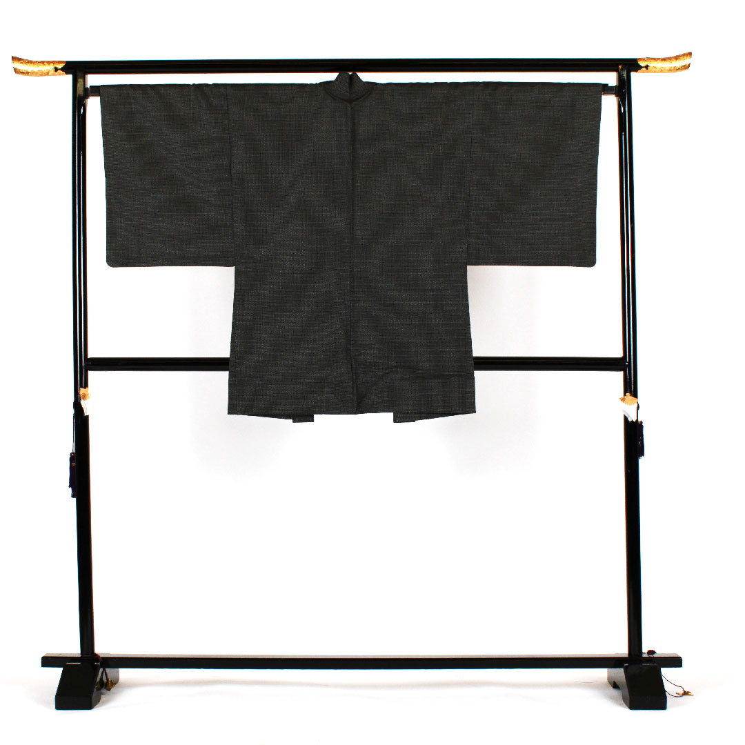 Men's, Length 140cm, Sleeve length 68cm, Cross-patterned ensemble, Pure silk, S rank, Lined, Black, 1119000272410