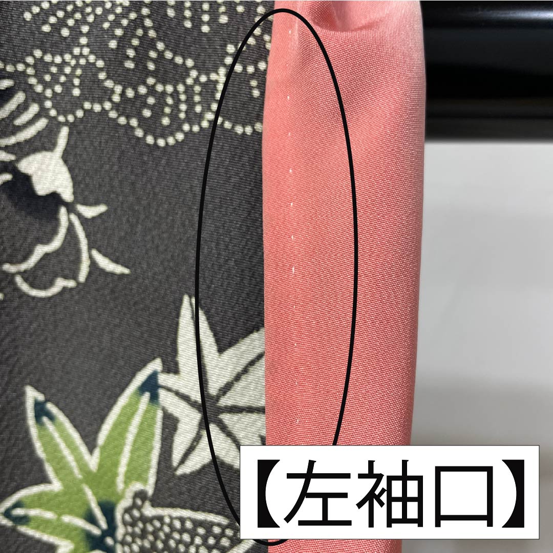 小紋 正絹 Sランク 身丈154cm 裄丈64cm 袷 薄黒色(うすぐろいろ) 京紅型 半衿付き 蝶 花 グレー系 1115007742222