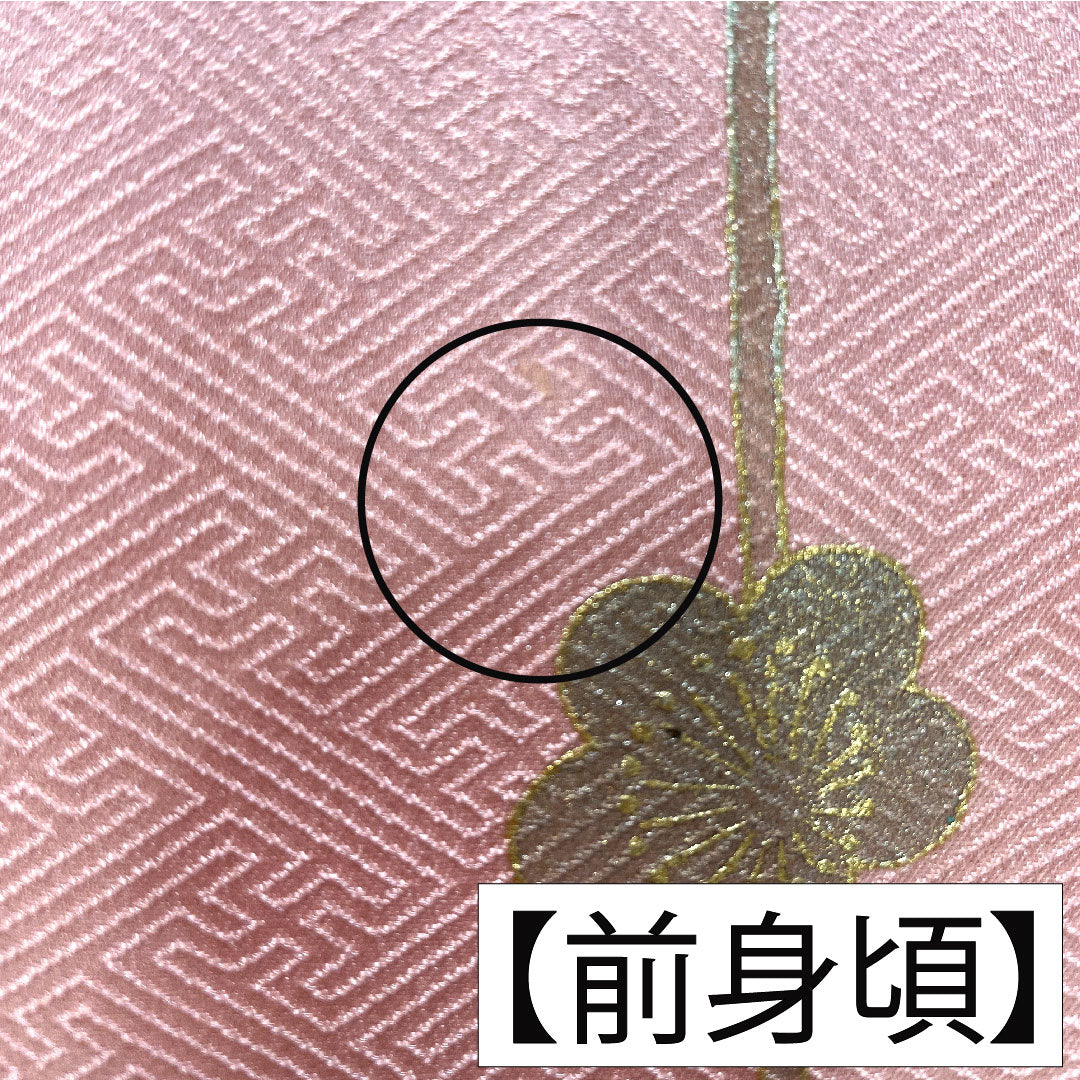 訪問着 正絹 袷 身丈161.5cm 裄丈65.5cm 薄紅梅色(うすこうばいいろ) 京友禅 吉祥文様 Bランク ピンク系 1112006004413