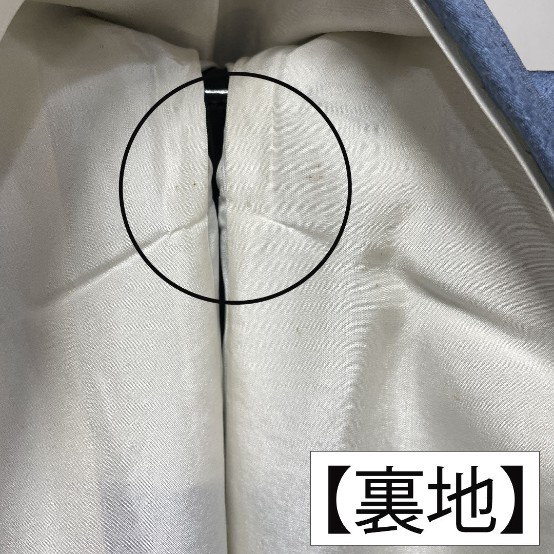 訪問着 正絹 袷 身丈158cm 裄丈63cm 薄花色(うすはないろ) 刺繍 草花模様 Aランク 青系 1112004693317