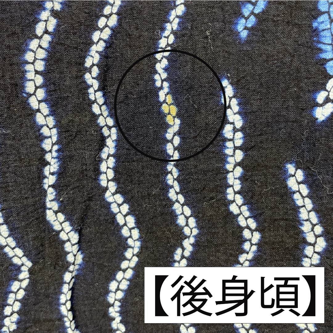 浴衣 木綿 身丈146cm 裄丈63.5cm Bランク 単衣 紺系 濃紺色(のうこんいろ) 有松絞り 抽象模様 居敷当て 1118006784118