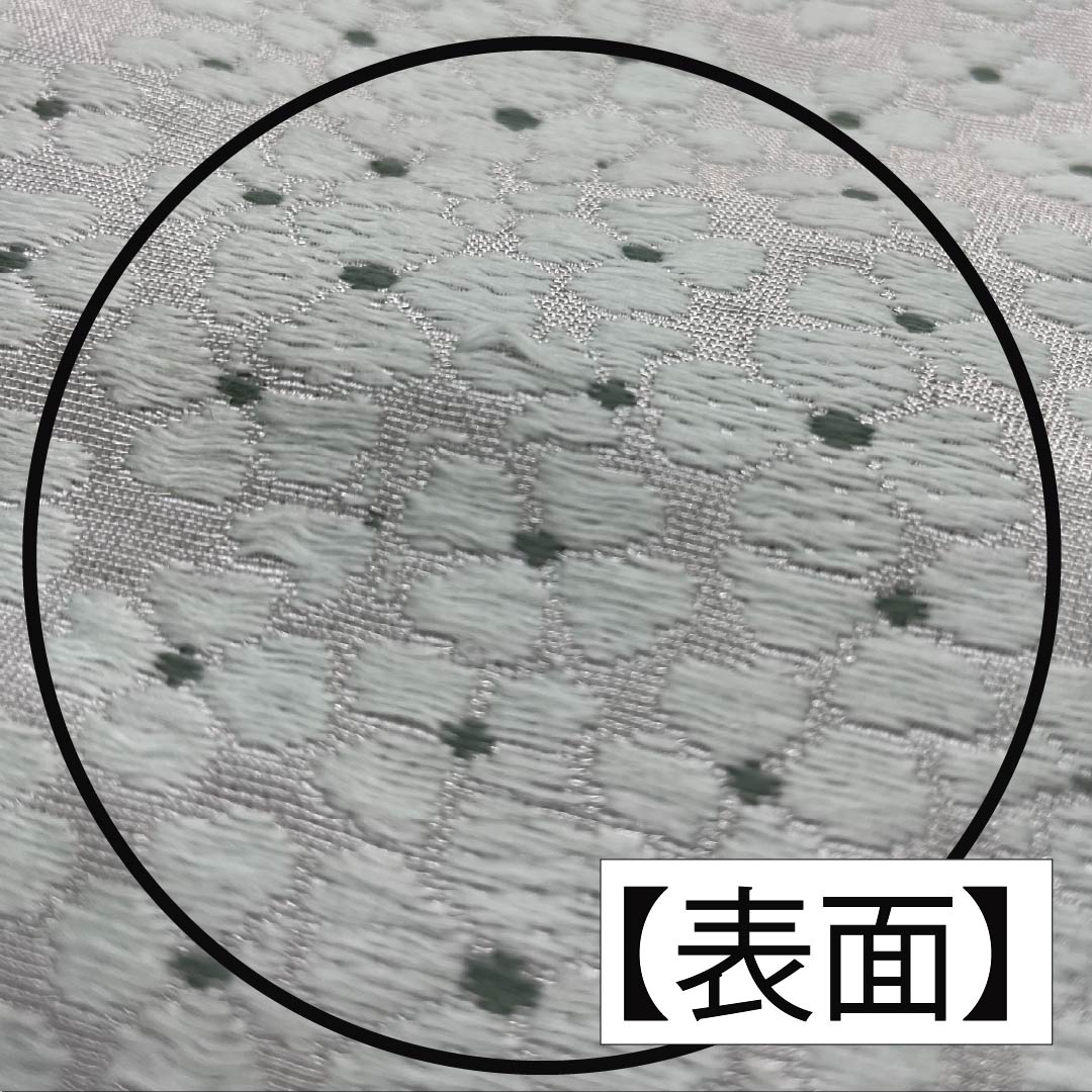 半幅帯 ポリエステル 青白磁色(せいはくじいろ) 小花模様 帯丈308cm 水色系 Aランク 1125001713324