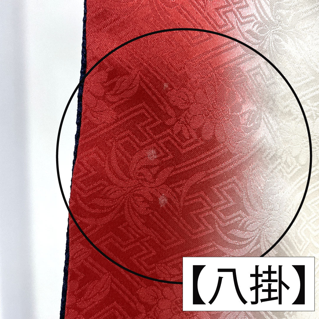 Homongi, pure silk, lined, length 162.5cm, sleeve length 62cm, navy blue, plum, cherry blossom, B rank, navy blue, 1112005634418