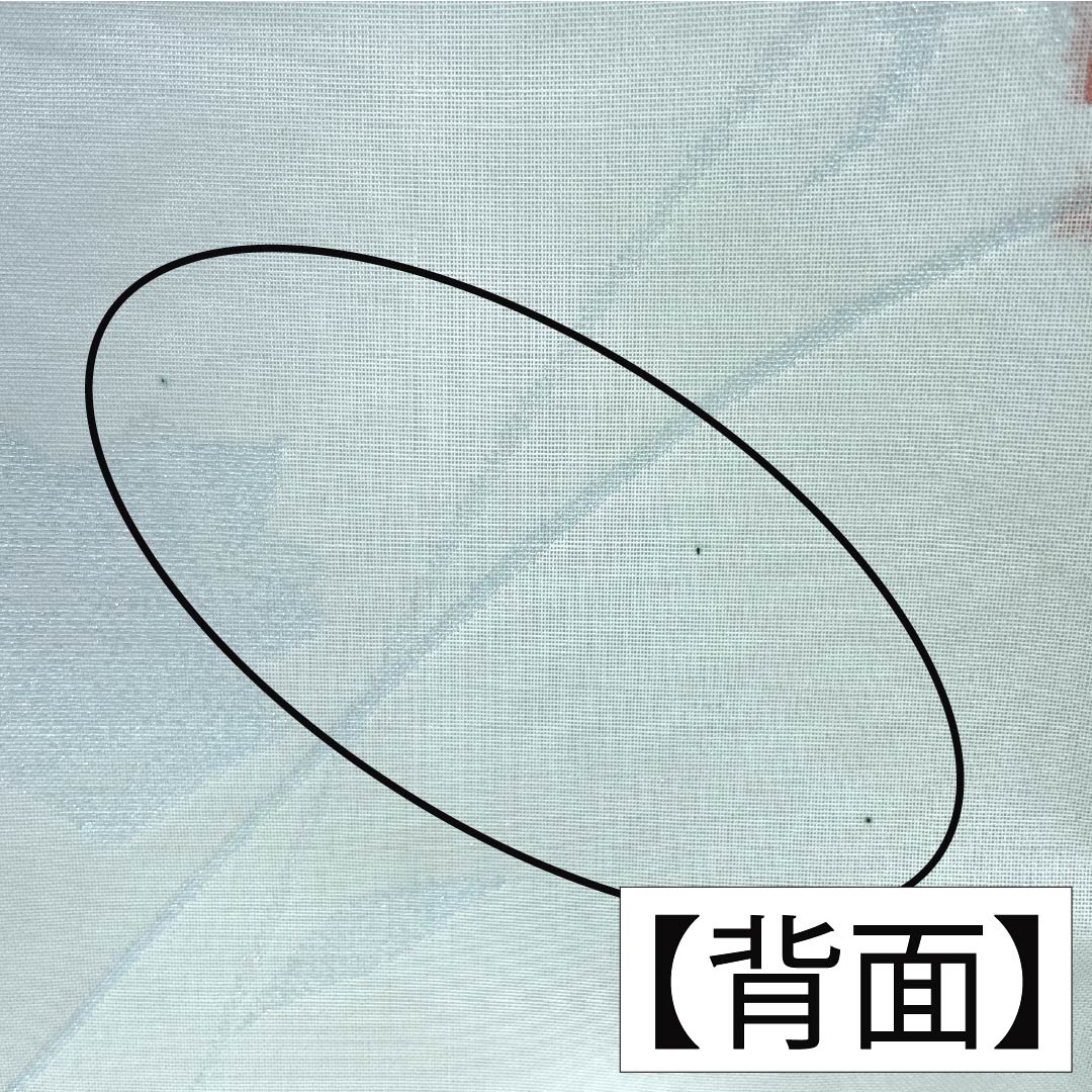 夏物 ポリエステル お召 Aランク 身丈159.5cm 裄丈64.5cm 青白磁色(せいはくじいろ) すくい織 薔薇 洗える着物 紗 水色系 1132004963324
