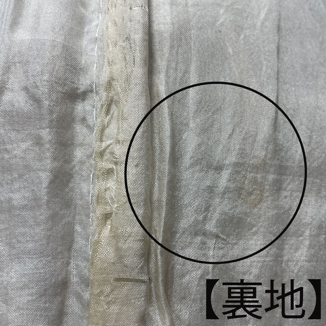 Summer kimono, polyester, small pattern, length 155cm, sleeve length 65.5cm, light ink color, checkered pattern, abstract pattern, washable kimono, gauze, B rank, gray 1132000804322