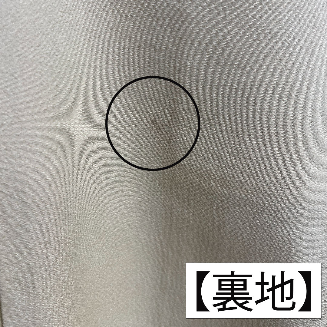 Homongi, pure silk, lined, length 164cm, sleeve length 64cm, faint yellow, Kyoto Yuzen, autumn grass pattern, one crest, five-fold fan, A rank, yellow, 1112004323423