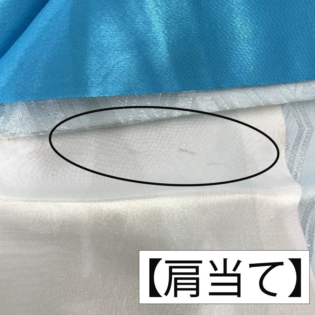 訪問着 ポリエステル Aランク 胴抜き 身丈156cm 裄丈64cm 薄水色(うすみずいろ) 半衿付き 踊り衣装 紗綾形 緑系 1112006383319