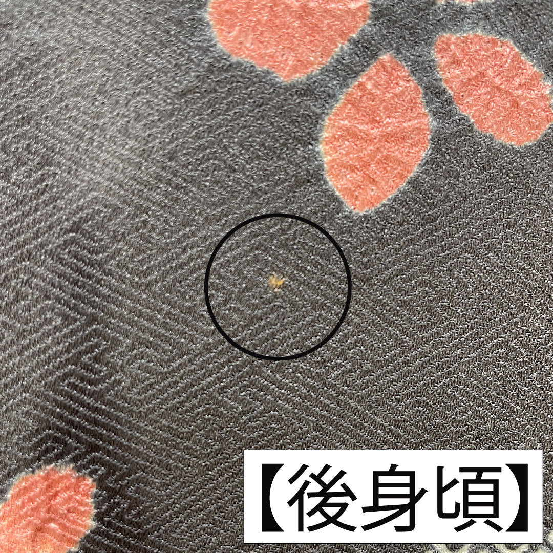 Homongi, pure silk, lined, length 164cm, sleeve length 63.5cm, indigo grey, partially dyed, cherry blossom, A rank, grey, 1112005773422