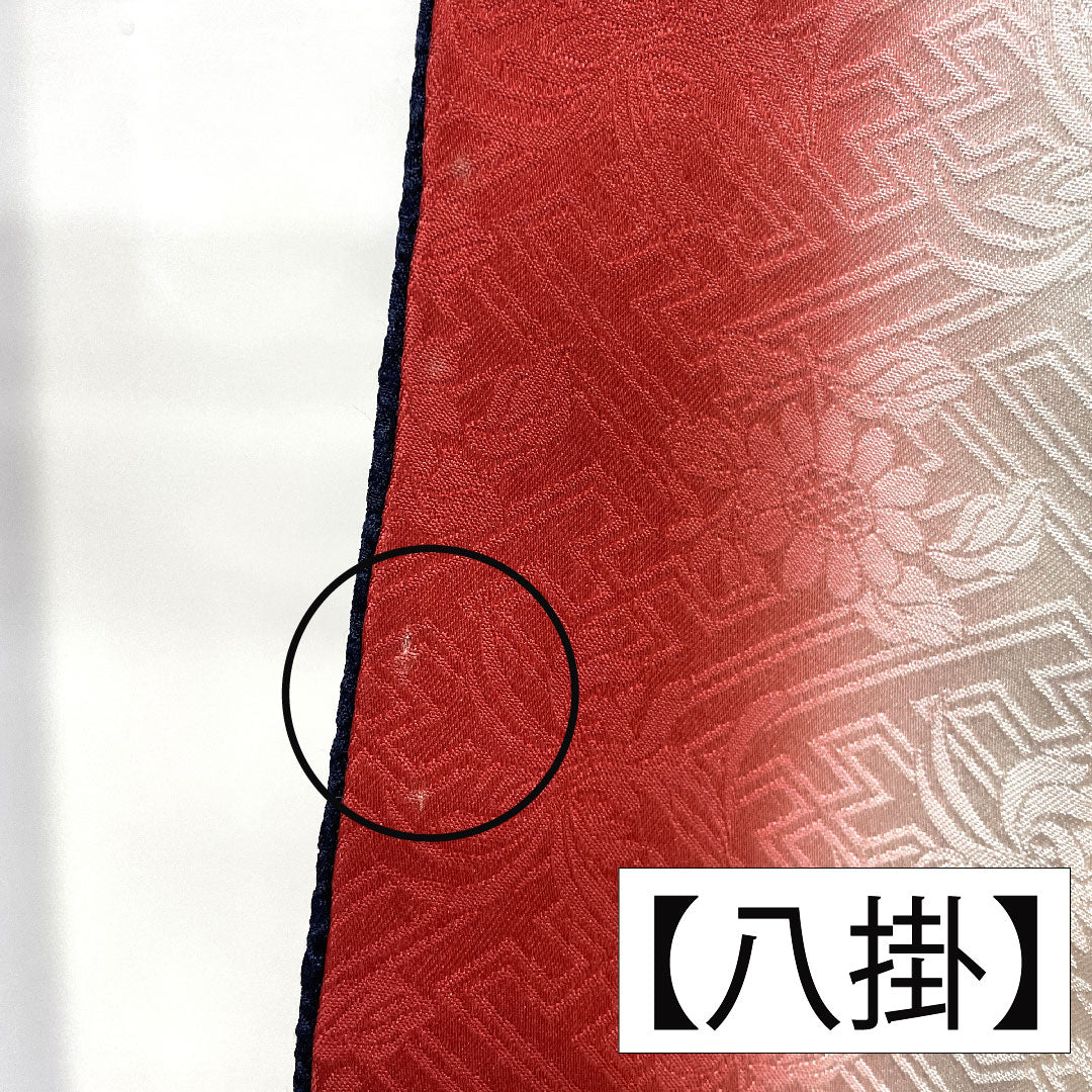 Homongi, pure silk, lined, length 162.5cm, sleeve length 62cm, navy blue, plum, cherry blossom, B rank, navy blue, 1112005634418