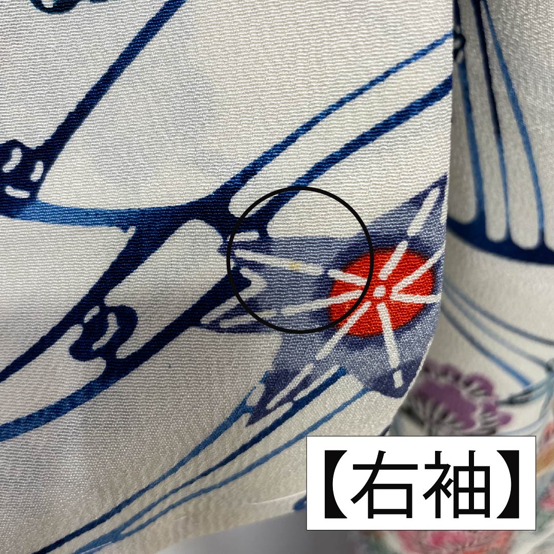 Visiting Kimono, Pure Silk, Grade A, Lined, Length 156.5cm, Sleeve Length 64cm, White Lily Color (Shirayuri-iro), Kyoto Bingata Flower Design, White, Item Number 1112006923311