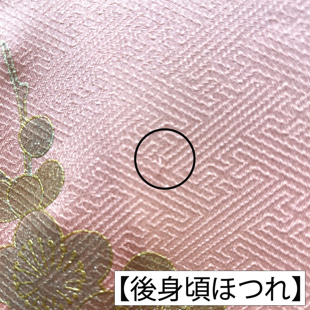 訪問着 正絹 袷 身丈161.5cm 裄丈65.5cm 薄紅梅色(うすこうばいいろ) 京友禅 吉祥文様 Bランク ピンク系 1112006004413