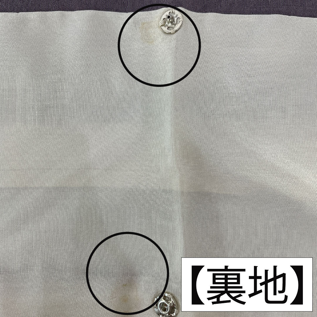 色無地 正絹 身丈155.5cm 裄丈63.5cm 鳩羽鼠色(はどばねずいろ) 一つ紋 違い鷹の羽 袷 Aランク 紫系 1114001753320