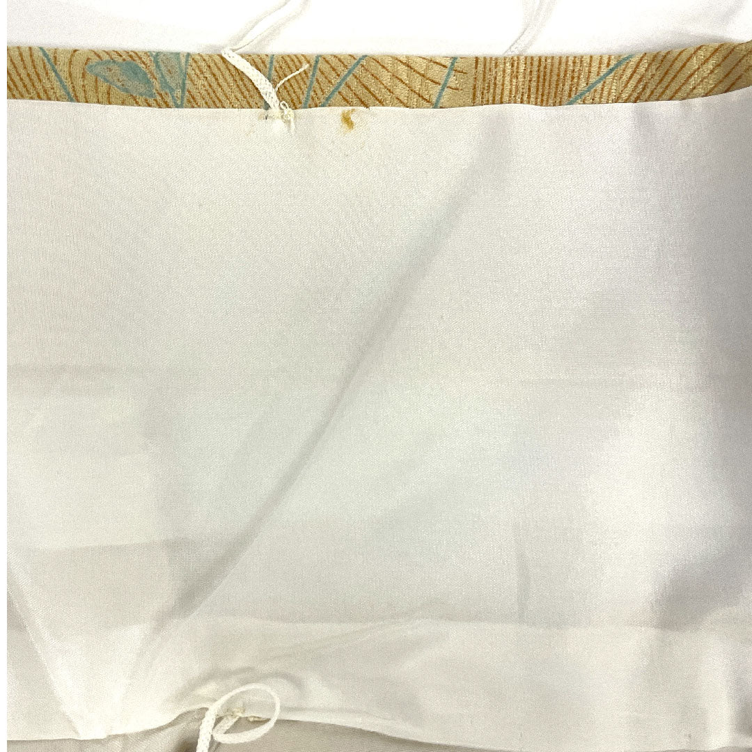 小紋 身丈147.5cm 裄丈61.5cm 袷 洗える着物 流水に葉 ポリ Aランク 黄系 1115000213123