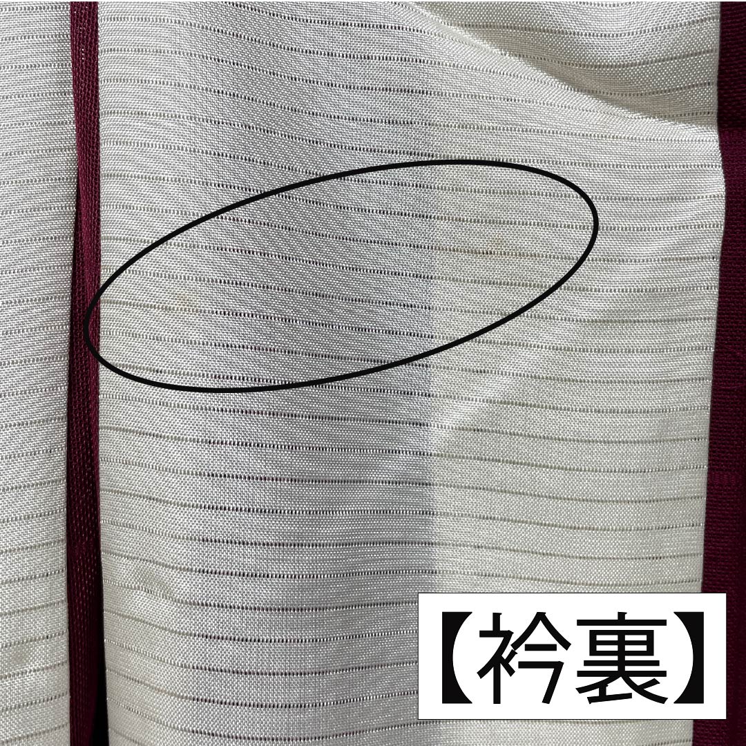 夏物 正絹 紬 身丈159cm 裄丈64.5cm 臙脂色(えんじいろ) 紋紗 格子 紗 Aランク 朱系 1132002763316