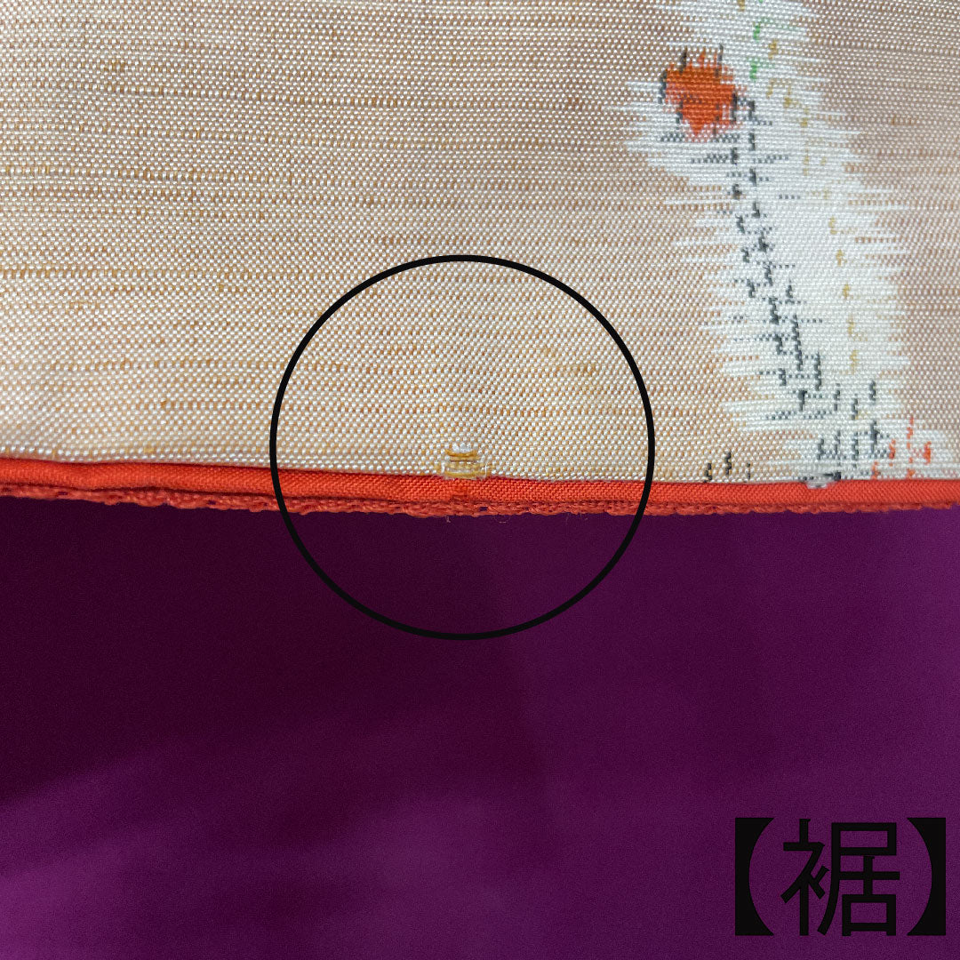 紬 身丈155.5cm 裄丈62cm 胡桃色 抽象模様 正絹 Bランク 袷 橙系 1116002444326