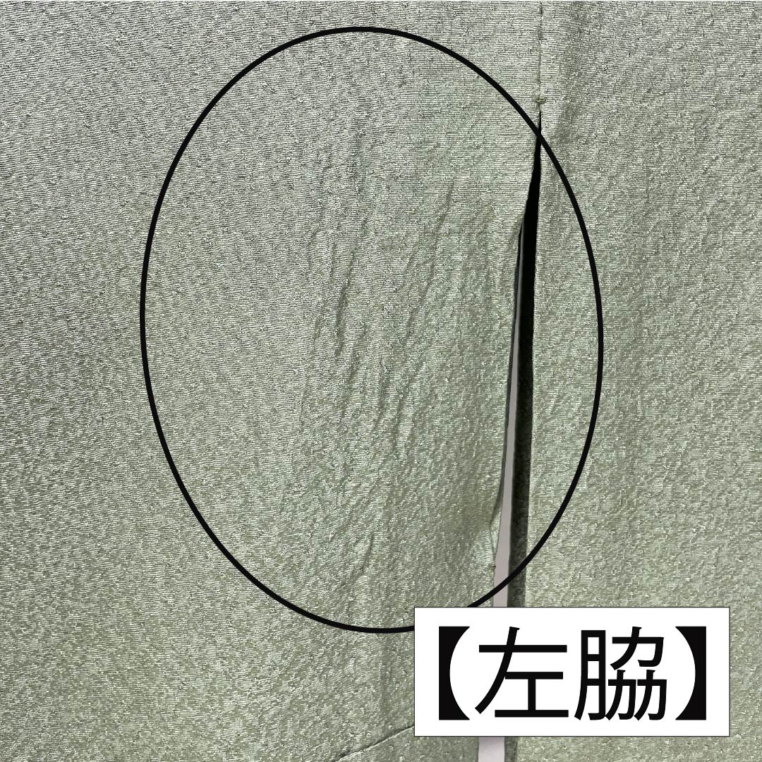 色無地 正絹 Bランク 身丈154cm 裄丈65cm 裏葉色(うらはいろ) 単衣 緑系 1114002374219