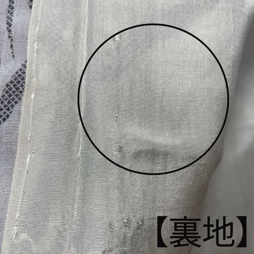 Summer kimono, polyester, small pattern, length 155cm, sleeve length 65.5cm, light ink color, checkered pattern, abstract pattern, washable kimono, gauze, B rank, gray 1132000804322
