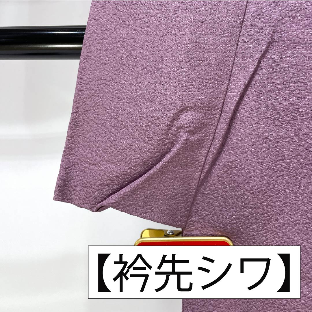 Komono: Silk Houmongi (A Rank), Lined, Length 155.5cm, Sleeve-to-sleeve 60cm, Kyo-fujiiro (Kyoto Wisteria Color), Muji Tsukesage, Swatow Embroidery, Yukiwa, Swallowtail Butterflies, Sewn Mon, Purple Family, 1112007033320