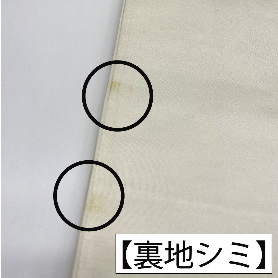袋帯 正絹 Bランク 白銅色(はくどういろ) 西陣織 波涛鴛鴦 鶴 帯丈424cm 六通 フォーマル グレー系 1123016084322