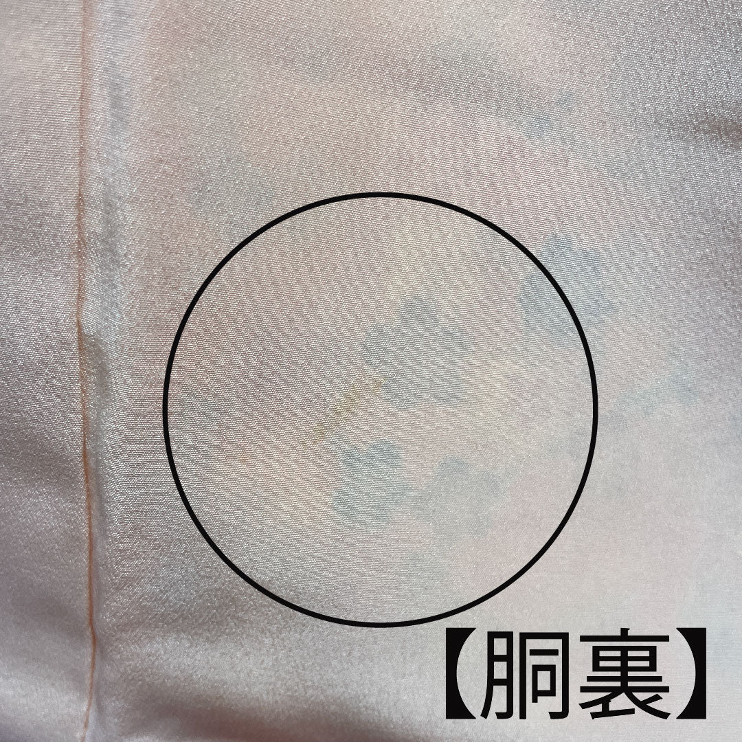 小紋 身丈158cm 裄丈65.5cm 袷 中紅色 型染 草花模様 正絹 Aランク ピンク系 1115002373313