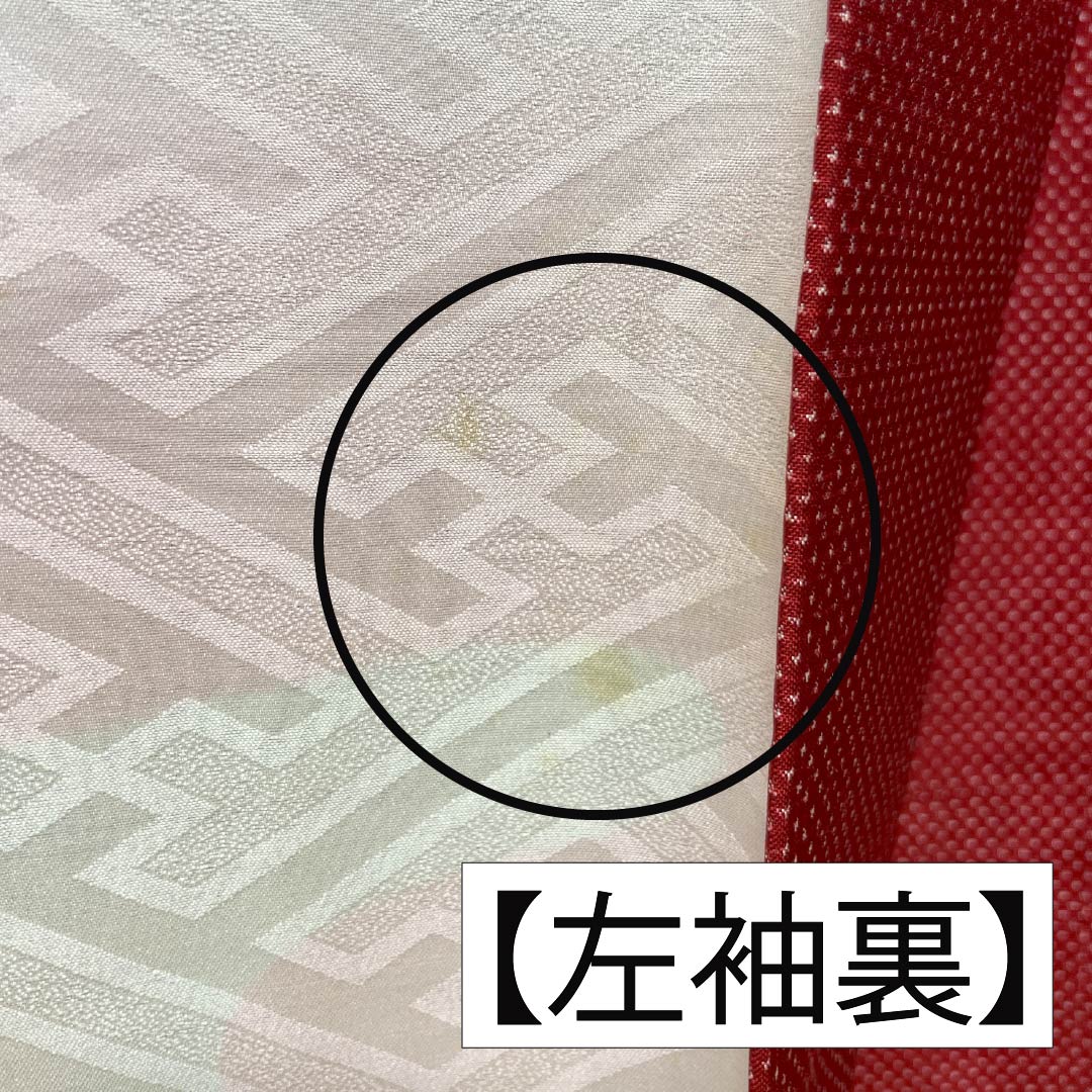 Haori (Japanese traditional kimono jacket) made of pure silk, grade A, length 79cm, sleeve length 63.5cm, madder red (akaneiro) color, kasuri pattern, tsumugi fabric, with haori cord, lined, red, 1117001283912